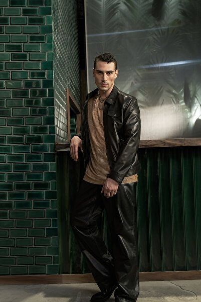 Dericlub Fontana Men's Savaki Slimfit Genuine Leather Coat