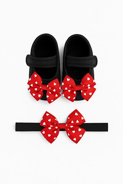 Soar Kids Aksesuar Newborn Black Red Bow Detail Bandana Booties