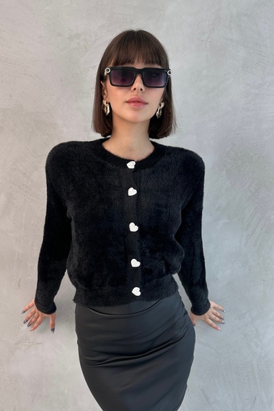 New Now Heart Buttoned Knitwear Cardigan