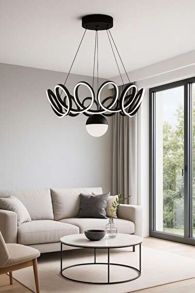 FERLUCE AVİZE LEDLİ AVİZE LEYLAK MAXİ BÜYÜK 1 TOP SİYAH