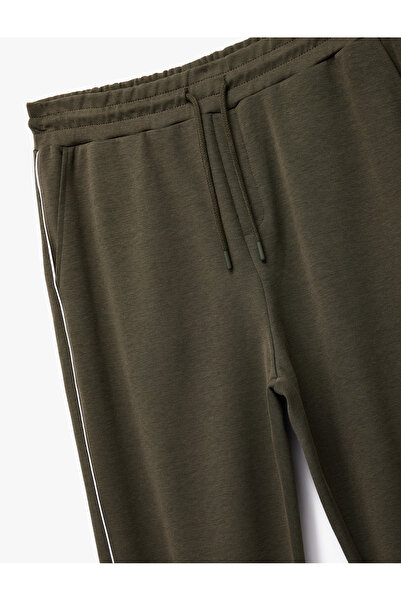 Koton Cotton Pocketed Stripe Detailed Waist Lace-Up Sweatpants