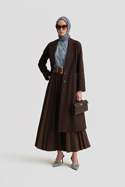 Armine Sırt Detaylı Pamuk Trençkot 25Y7801 Acı Kahve