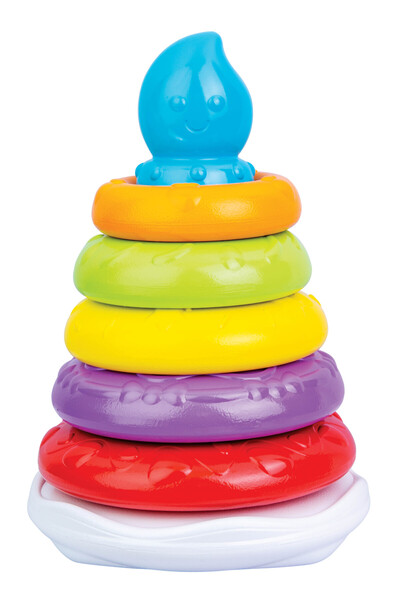 WINFUN لعبة تجميع الكعك المتذبذب - لعبة تجميع حلقات دوارة ملونة مع قاعدة متذبذبة لتطوير المهارات الحركية المبكرة