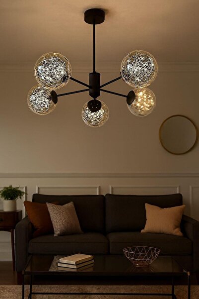 FERLUCE AVİZE PERİ LEDLİ AVİZE PERVANE 6 LI KROM