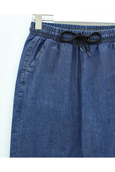 Modamorfo Beli Lace-Up Pocketed Flared Jeans - Navy