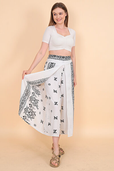 Viemor Bulmaca Etek-pantolon Beyaz