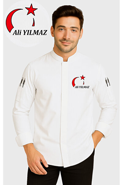 Üniformanya Jachetă de bucătar cu nume și stea lunară, cadou, jachetă de bucă...