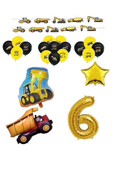 İSTOÇ PARTİ Construction Themed Truck Bucket Themed Balloon Set Age 6
