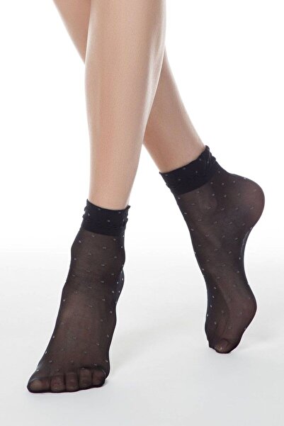 Conte Elegant Șosete 1/2 cu imprimeu cu buline, Conte Fantasy 19С-14СP - Nero, 36-39 (23-25)