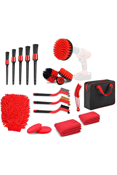 zola Car detailing brush set,19 pieces, interior and exterior cleaning, storage bag