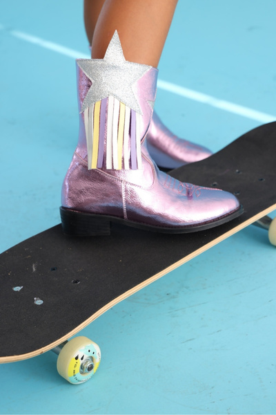 Le Mabelle Pink Star and Tassel Detailed Girls' Cowboy Boots