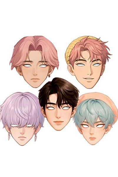 parti show قناع ورقي من ساجا بويز مكون من 5 قطع