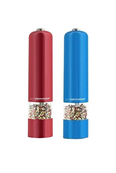 ESPERANZA Set of 2 electric salt and pepper grinders red and blue EKP 001 RB