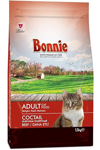 Bonnie Sığır Etli, Yetişkin, Renkli Taneli Kedi Maması, 1.5 kg