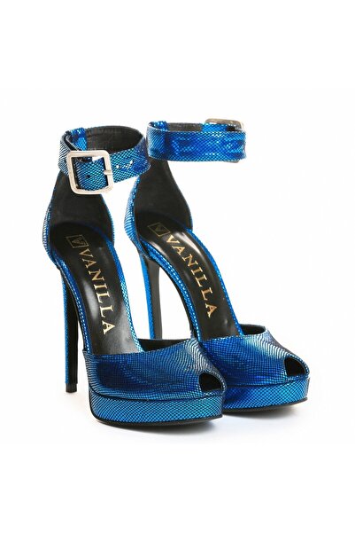 Vanilla Days Azure Serpent-Stiletto Sandals with 13cm Heel, Genuine Leather