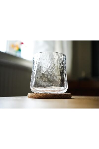 OEM Set of 4 Handmade Hammered Clear Crystal Glasses, 360 ml