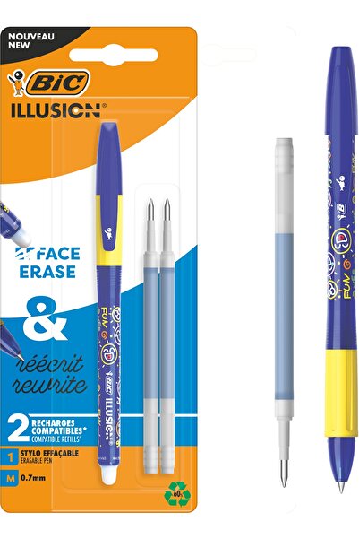 Bic Illusion thermosensitive gel roller, 1 blue roller + 2 refills