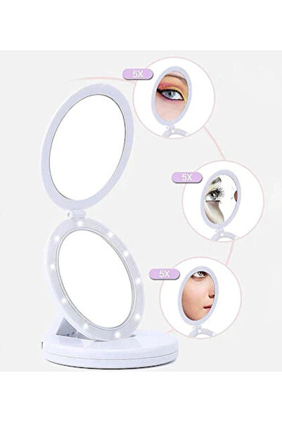 Mihai Oglinda cosmetica 2 in 1 Andowl Q MR80 pliabila led efect de lupa reincarcabila