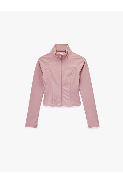 Koton εφαρμοστό Αθλητικό φούτερ με μακρύ μανίκι και ψηλός λαιμός φερμουάρ