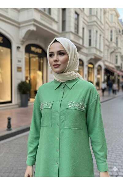 Moodbasic SERPME METAL AKSESUARLI TAŞLI GÖMLEK