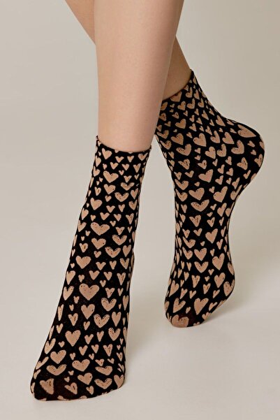 Conte Elegant Șosete 1/2 din poliamidă cu model în formă de inimă, Conte Fant...