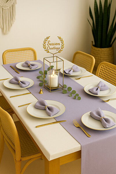 SADEN HOME Pamuklu Leke Tutmaz Lila Uzun Runner