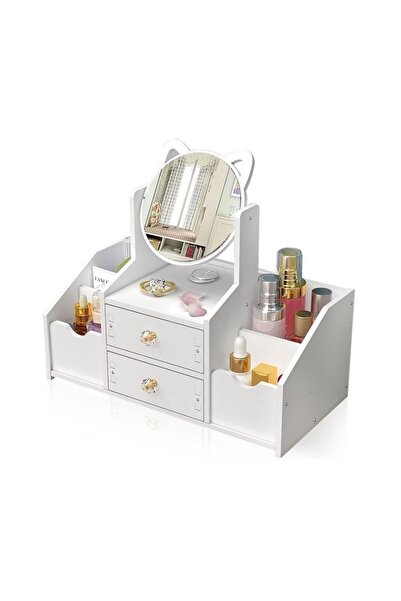 Tai Organizator cosmetice cu Oglinda, 2 sertare, 4 compartimente, 40 x 20 x 33 cm