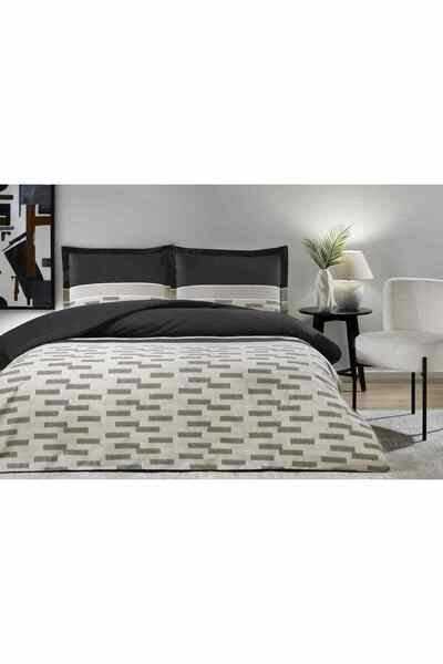 Özdilek Ranforce King Size (Battal Size) Black Sculpted Duvet Cover Set
