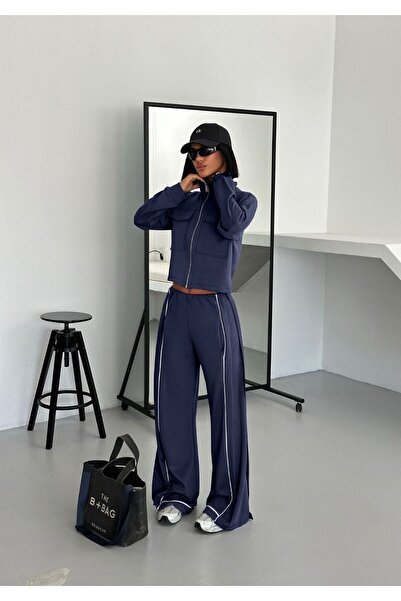 moda paketi Striped Detail Modal Tracksuit Set-Oversized