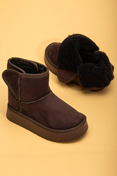 BURE AYAKKABI Çift Cırtlı İçi Kürklü Poli Taban Eva Astarlı Kız Çocuk Bot