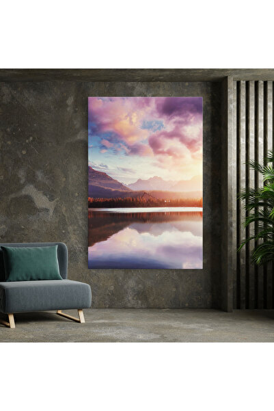 Arthub Canvas Painting, Bedroom And Living Room, Landscapes, Orange Lake Light