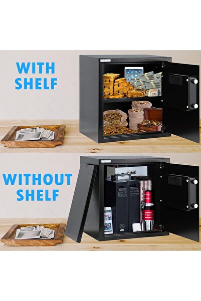 RUBIK Safe Box Digital Lock with Key, 35x38x30cm, Black (RB-35EGX)