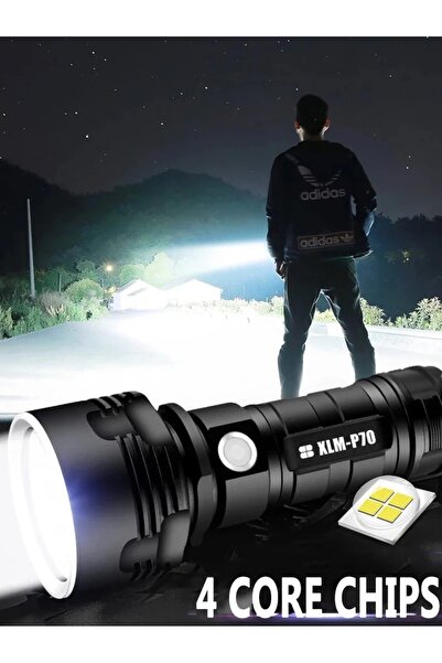 360 Light Powerful, wide-range flashlight (up to 3000 meters), rechargeable, ideal for hiking and camping, with a durable, waterproof design.