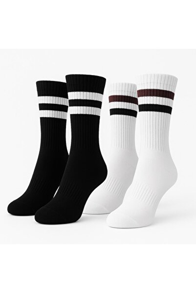 Plus Scorpion Men's Sports Socks Set of 2 – Breathable Cotton Striped Socks |   Es for Daily and Sports Use