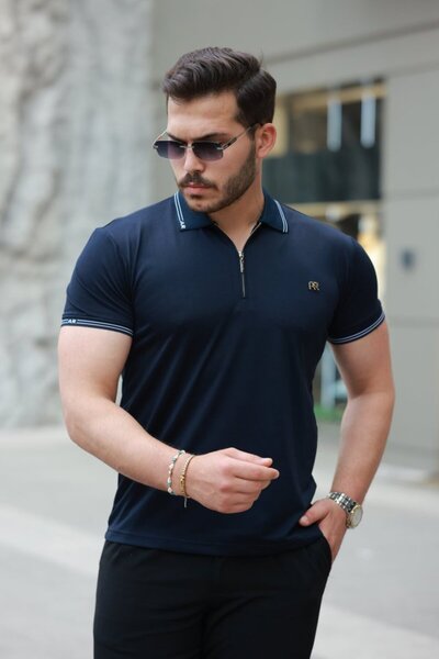 Pazarcan Ανδρικό κοντομάνικο μπλουζάκι με γιακά και μανίκια με λεπτομέρεια με...