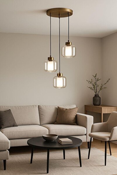 FERLUCE AVİZE CAMLI AVİZE ÇİFT CAM ZH6 3 LÜ ESKİTME