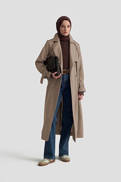 Armine Gold Düğmeli Trençkot 25KTD709 Bej