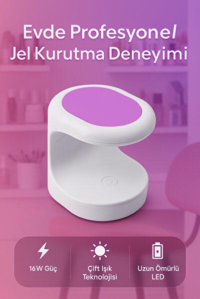 Coverzone 16W UV + LED Tırnak Kurutma Cihazı – Hızlı Jel Kurutma, Göz Dostu I...