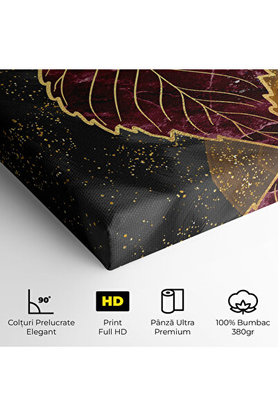 Arthub Canvas Painting, Bedroom And Living Room, Flowers, Golden Leaves Red