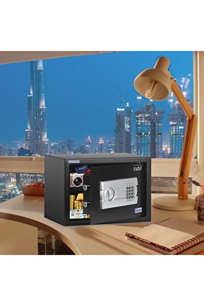 RUBIK Safe Box A4 Document Size with Digital Lock and Override Key RB-25EGC (25x35x25cm) - Black
