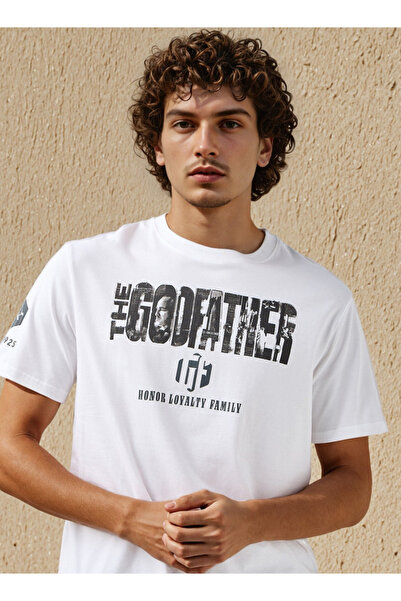 SP Characters Men Regular Fit Crew Neck Short Sleeves The Godfather Print T-shirt