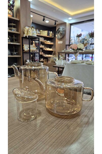 PRT Borosilikat Cam Çaydanlık Amber