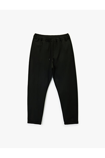 Koton Viscose Blend Double Leg Trousers with Pockets and Lace-Up Waist