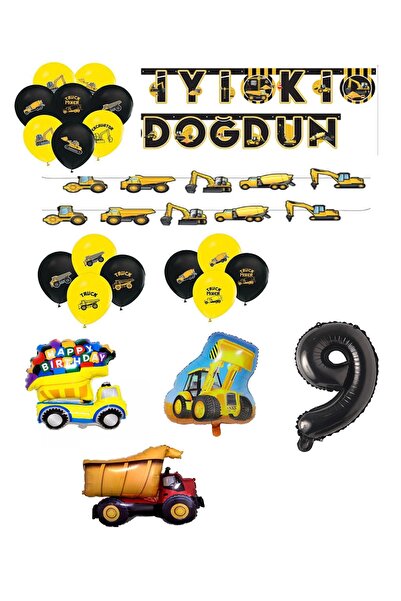 İSTOÇ PARTİ Construction Themed Birthday Party Set Age 9