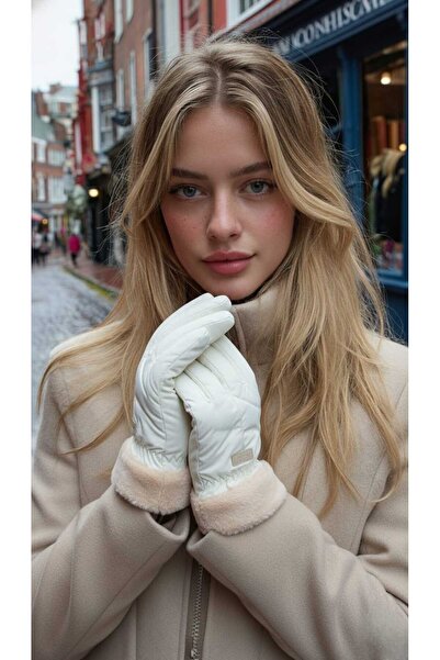 LAGRANZE Γυναικεία καπιτονέ γάντια από ψεύτικο δέρμα με λεπτομέρειες από γούνα