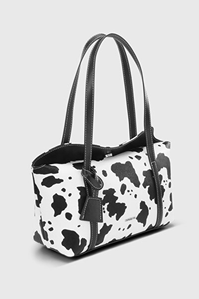 Housebags İnek Desenli Kapaklı Bowling Omuz Çantası 270