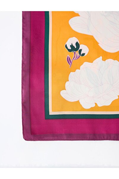 Jimmy Key Burgundy Colored Floral Patterned Scarf