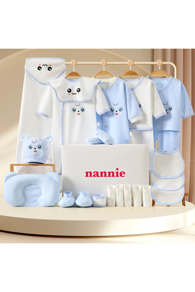 nannie Подаръчен комплект бебешки дрешки, син, 23 части, Milo - 0-3 месеца