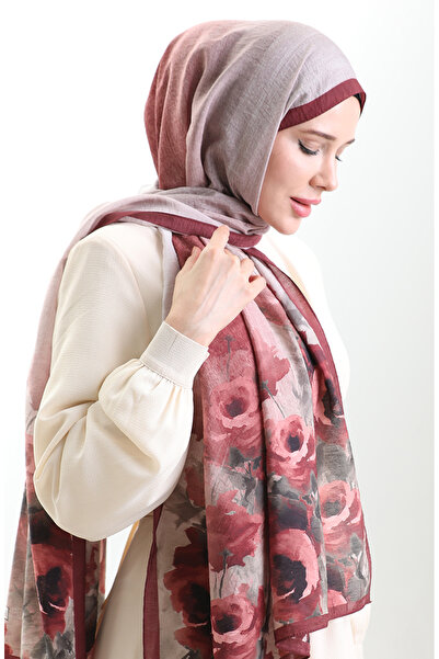 sefamerve Σάλι από φυσικές ίνες Karaca 82009-04 Βουργουνδία