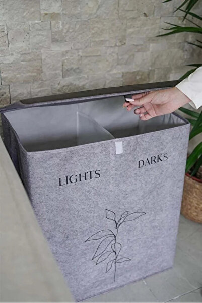 ALAS 2-секційний компактний кошик для білизни з кришкою - складаний, міцний, 100 л, 53 x 33 x 60 см